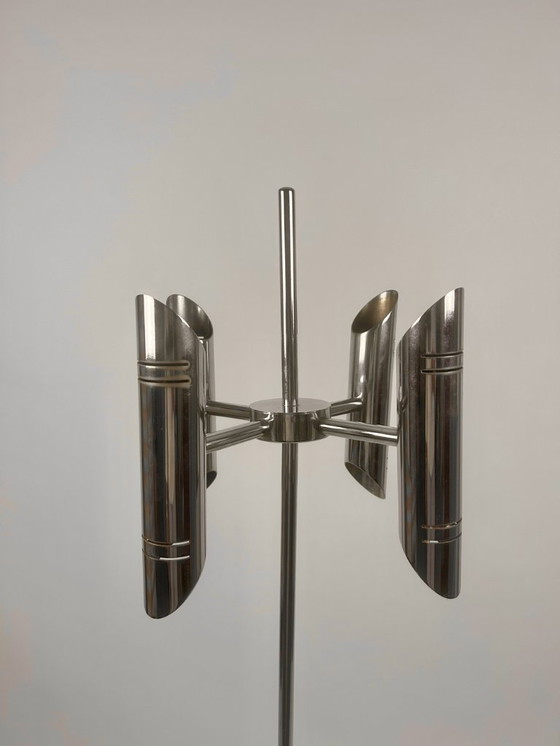 Image 1 of Italiaanse chromen vloerlamp met 8 lampjes