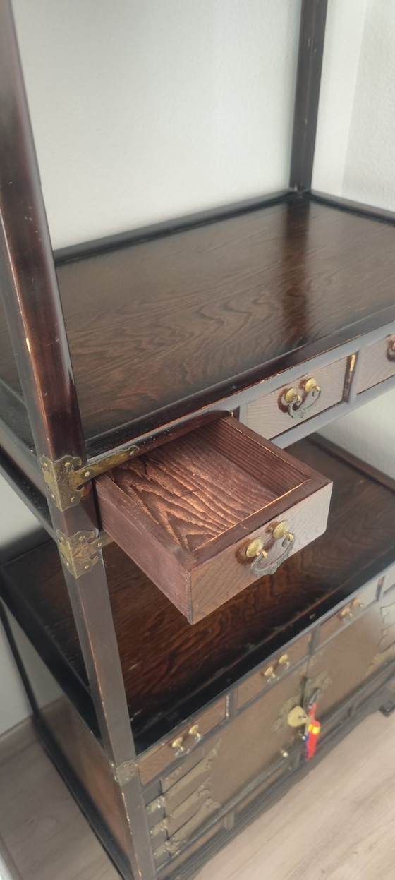 Asian Style Side Table – Cabinets, Wood, Brass (photo 5 of 12)