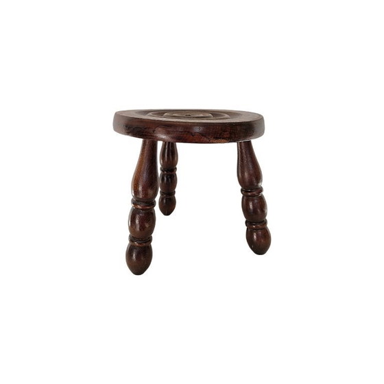 Image 1 of French beechwood tripod stool, 1970s