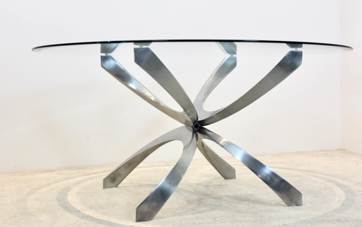 Aluminum and Glass Coffee Table by Knut Hesterberg for Ronald Schmitt