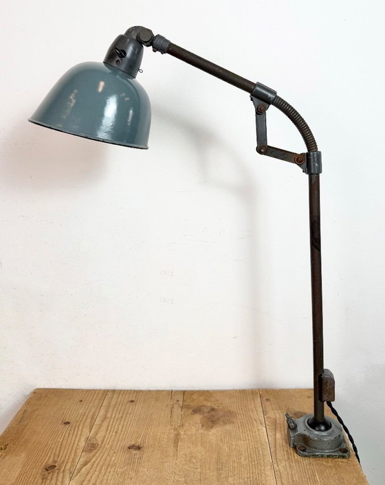 Image 1 of Industrial Grey Enamel Workshop Table Lamp from Siemens, 1950s