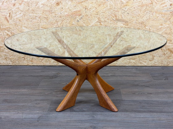 Teakhouten salontafel T118 glas uit de jaren 60/70 van Illum Wikkelso voor Niels Eilersen – Gold, Wood (photo 3 of 18)