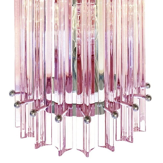 Image 1 of Apliques de pared italianos de cristal de Murano rosa “Triedro” — Par