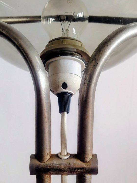 Image 1 of Modernist bauhaus glass ball floor lamp. Designer: Házi Tibor