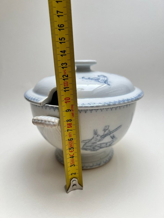 Image 1 of Antiguo U&C Sarreguemines Passe Temps Sopa Tureen Écuelle Loza Francesa Terre de Fer Faience Faience