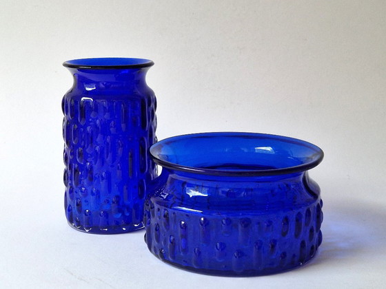 Sea Glasbruk Kosta Zweden - Vaso e ciotola blu - anni '60 – Vasi (photo 3 of 5)
