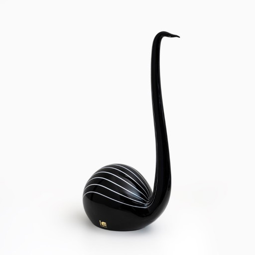 Sculpture en verre de Murano "Cygne noir", conçue par Livio Seguso. Italie, années 1980