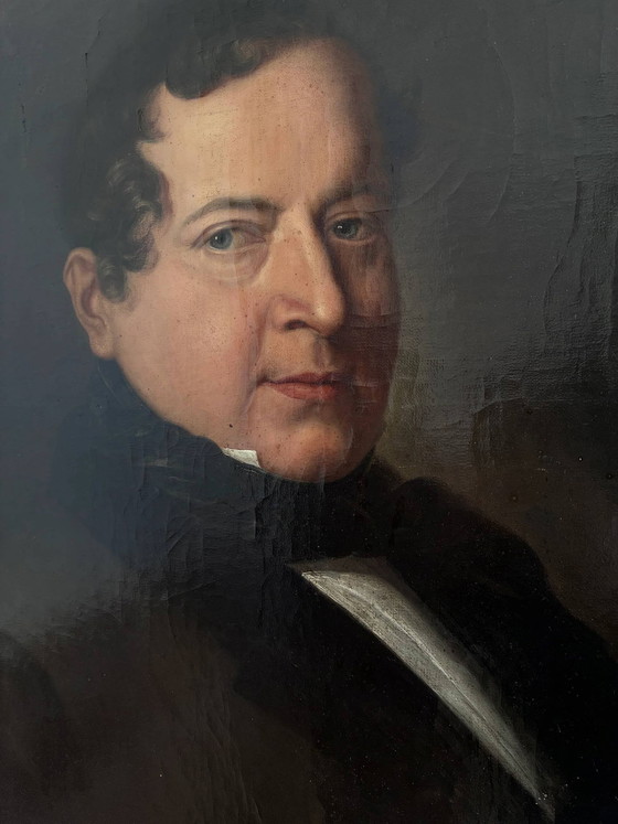 Image 1 of Peinture à l'huile originale ancienne représentant un ténor d'opéra allemand, grand portrait du XIXe siècle