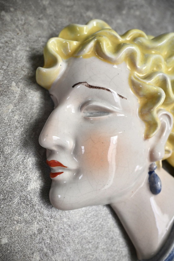 Maschera da parete Art Déco di Max Roesler Anni '30 – Decorazioni murali, Ceramic (photo 5 of 7)