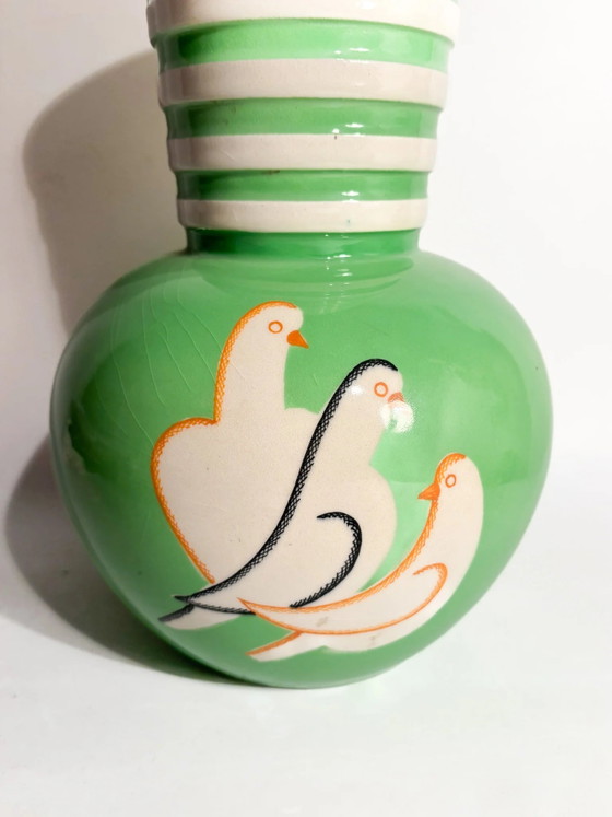 Vase sphérique en céramique verte Pucci Umbertide vintage des années 1940 avec bord évasé (photo 4 of 13)