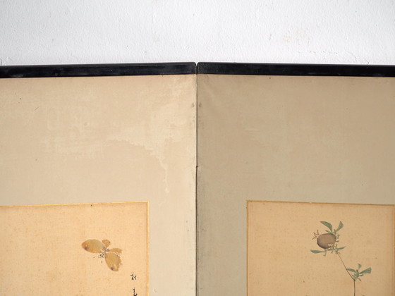 Paravento giapponese antico a due pannelli con dipinti montati – Giappone, circa 1900 – Paraventi, Paper (photo 34 of 40)