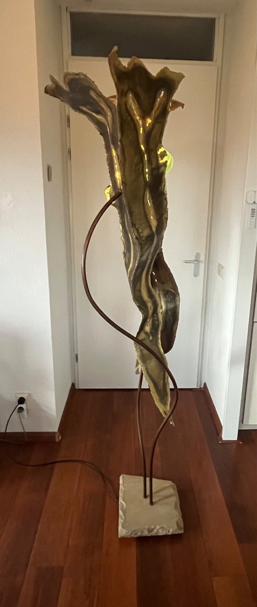Oggetto artistico con illuminazione – beeldhouwkunst, Copper, Brass
