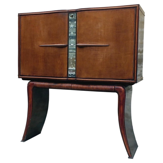 Italiaanse eigentijdse barkast in marine multiplex & vintage houtsoorten Italië 2020 – Kasten, Glass, Brass (photo 6 of 26)