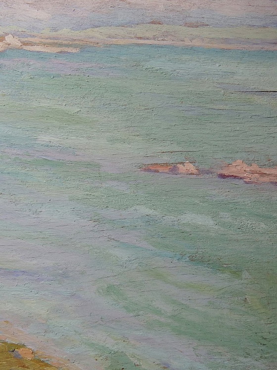 Image 1 of Large seascape with cliffs, oil on framed panel, by Paul Ruben (1882-1955)