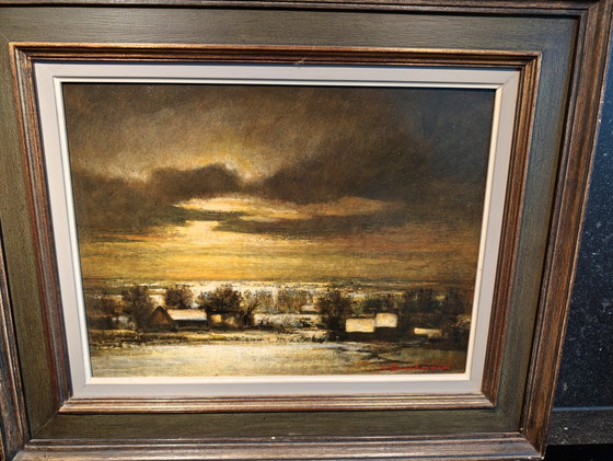 Original Painting by Jules Gaubergen "Silent Evening" – Paintings & Drawings, Wood (photo 6 of 6)