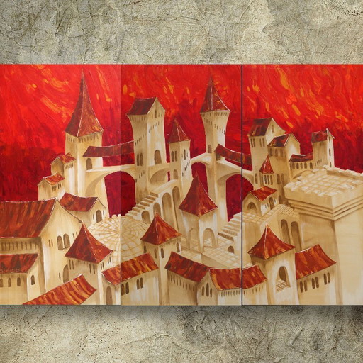 Grandes Peintures S038 - Triptyque Orange - 120x180cm