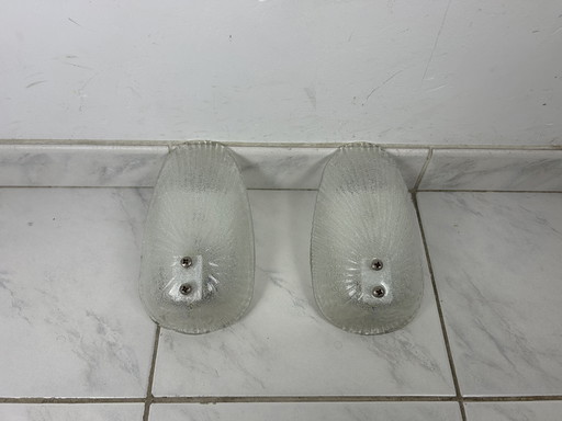 2x vintage glass wall lamp shell Laguna Light