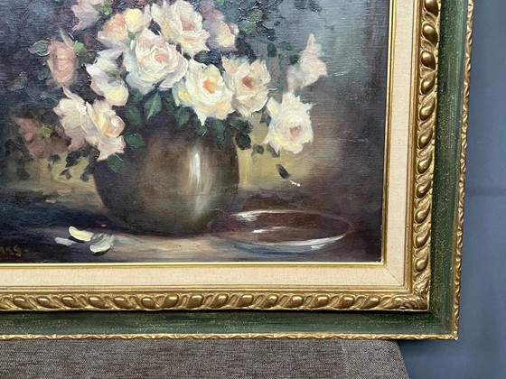 Gaston Noelanders, "Stilleven met witte rozen.", Schilderijen & Tekeningen, Canvas (foto 6 van 8)