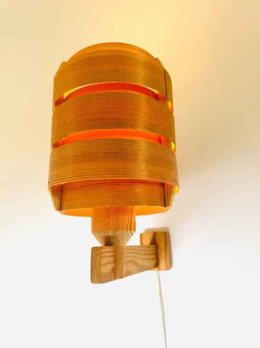 Gemonteerde grenen fineer wandlamp van Hans-Agne Jakobsson voor Markaryd, Zweden, jaren 60 – wandlampen, Wood