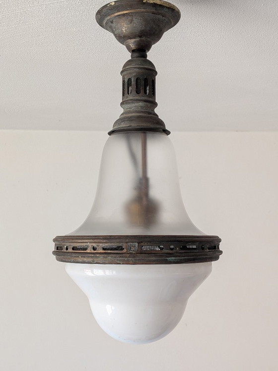 Image 1 of Paire de suspensions vintage style « Luzette » – Bauhaus / Art déco français – Recâblées