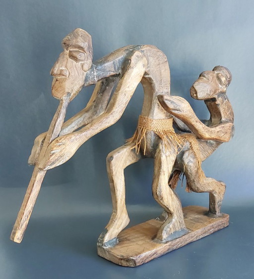 Antique African erotic wood sculpture