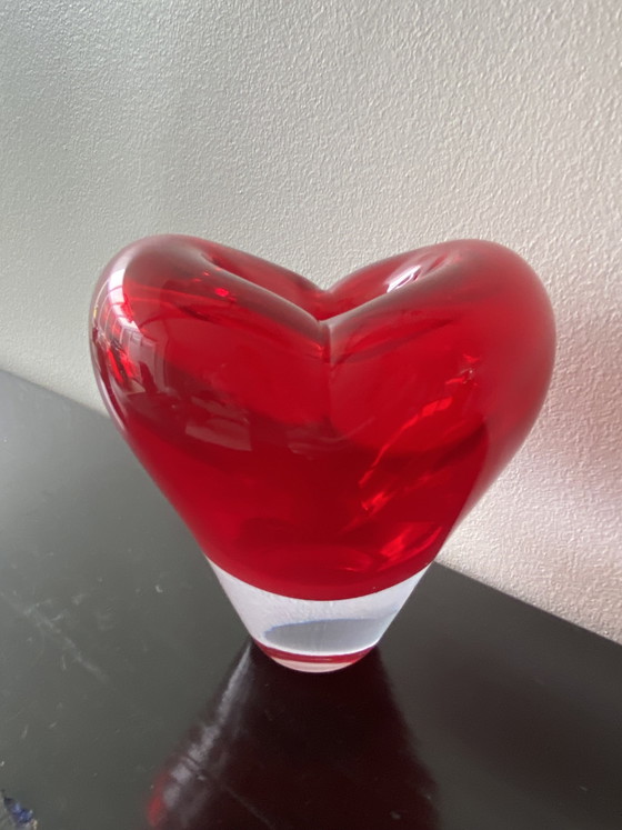 Image 1 of Vintage Murano Red Heart Vase attributed to Salviati Cuoricino Model