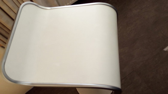 Image 1 of 2 pieces Lapalme LEM bar stools, height adjustable, swivel, white seat.