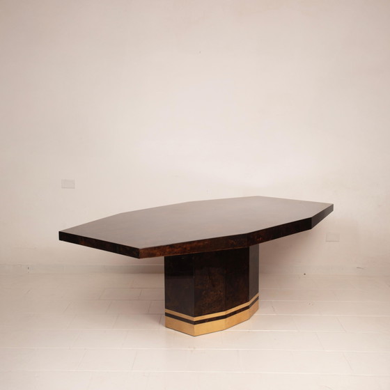 Mesa de comedor de pergamino Mod. 2007D de Willy Rizzo & Nucci Valsecchi para TURA Milano – Mesas de comedor (photo 2 of 20)