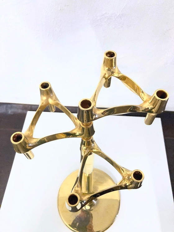 Image 1 of Grand socle sur pied pour lustres combinés BMF, en métal plaqué or, design années 1960/70