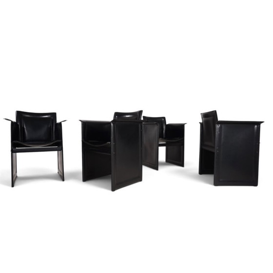 Chaises de salle à manger Arrben Solaria en cuir, lot de 4 par Tito Agnoli, 1970 – Leather (photo 18 of 19)