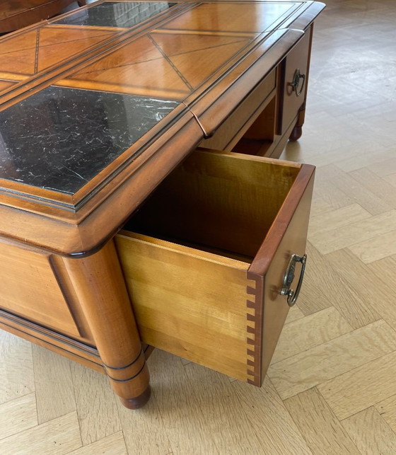 Klassieke Bar-Salontafel Met Marmeren Inleg – Vintage-Italiaans Design – Wood, Marble (photo 2 of 6)