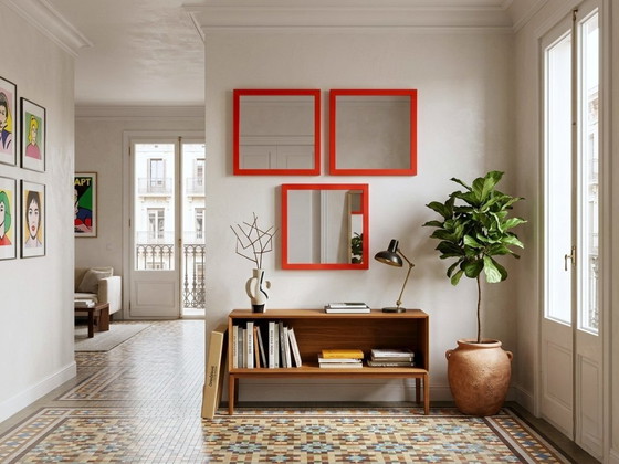 Image 1 of 1970s Anna Castelli Ferrieri for Kartell Mod. 4727 Red Mirror