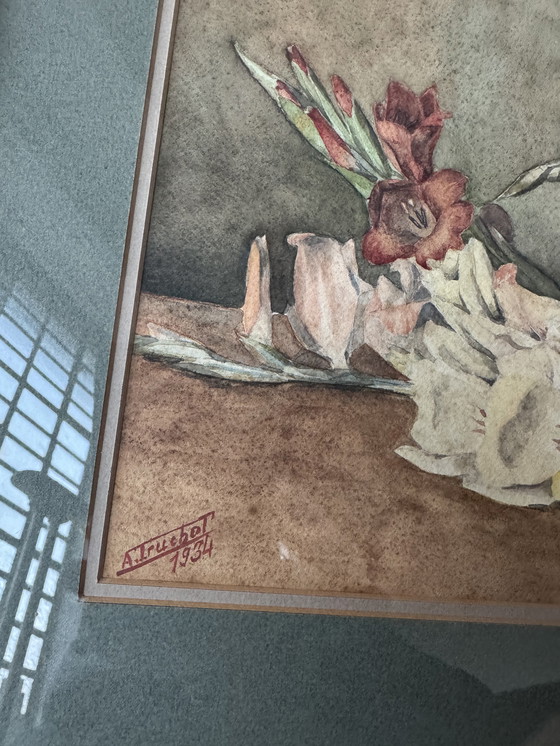 Image 1 of Natura morta ad acquerello di fiori antichi