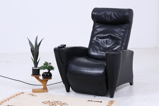 Vintage leather armchair with electric adjustment function | Retro Chair Armchair Black #06-28