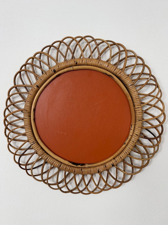 Bamboe en Rotan Spiegel, Italië, jaren '60 – Rieten, Mid Century Modern (photo 8 of 9)