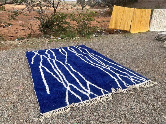 Marokkaans blauw gedecoreerd vloerkleed 200cmx300cm – Vloerkleden en tapijten, Wool, Bohemian (photo 4 of 10)