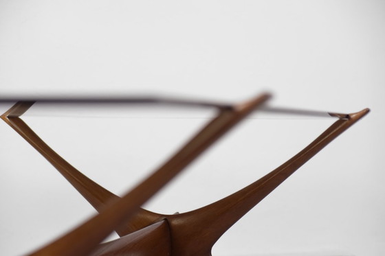 Image 1 of Vintage Mid-Century Scandinavian Modern Glass & Walnut Condor Coffee Table by Fredrik Schriever-Abeln for Örebro Glass, 1960s