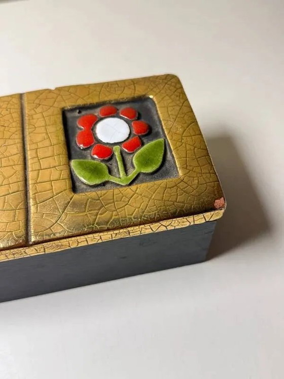 Ceramic box – mithé espelt 1960 – model "three flowers" – Bowls, Porcelain, Wood, Vintage (photo 5 of 6)