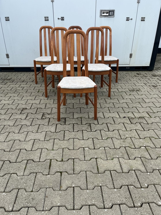 Image 1 of 6x massief teak deense vintage eetkamerstoelen jaren 70
