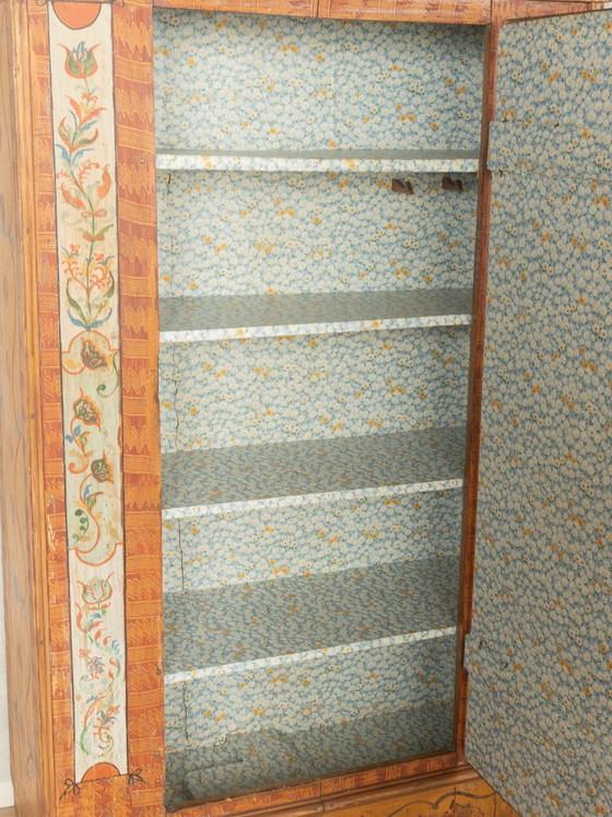 Antique hand-painted farmhouse wardrobe, 18th century, Wood, Multi Color (photo 5 of 8)