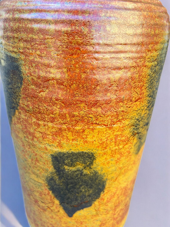 Image 1 of Bay Keramik - Large vintage floor vase, rust brown with dark decoration, 60s/70s, West German Pottery, Mid - Century