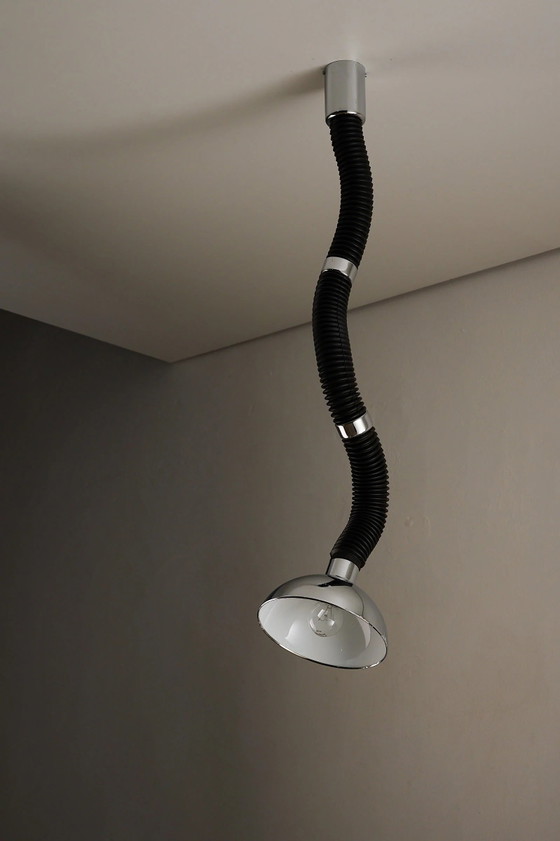 Lampada a Sospensione Space Age Regolabile Cromo e Nera, Plafoniere, Metallo, Nero (foto 9 di 11)