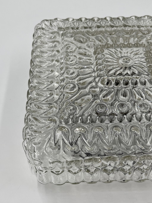 Vierkante reliëfglazen plafondlamp