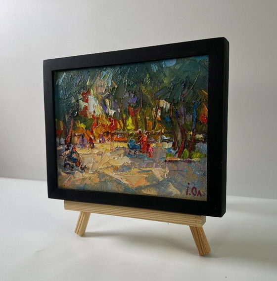 Image 1 of Original Oil Painting Summer Trees Landscape On A Walk In The Park