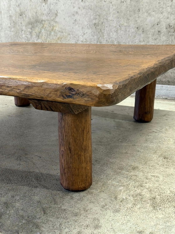 Image 1 of XL Brutalistischer Wabi-Sabi Couchtisch aus massiver Eiche