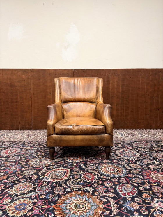 Set Classic English Sheep Leather Armchair and Ottoman – Bendic International, Wood (photo 4 of 14)