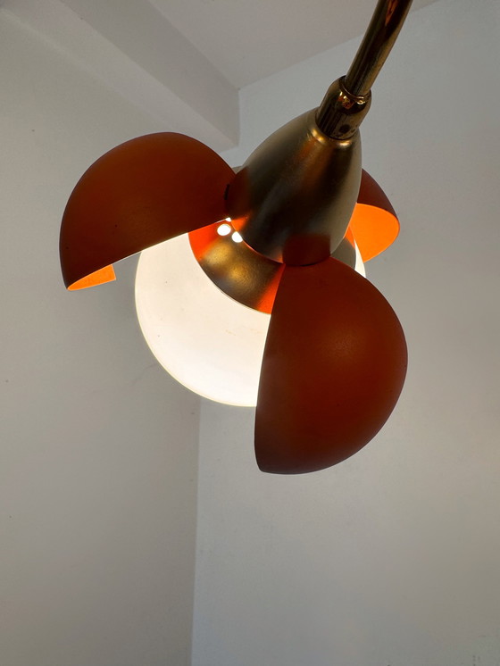 Image 1 of Araña de diseño italiano de los años 70 con flores naranjas