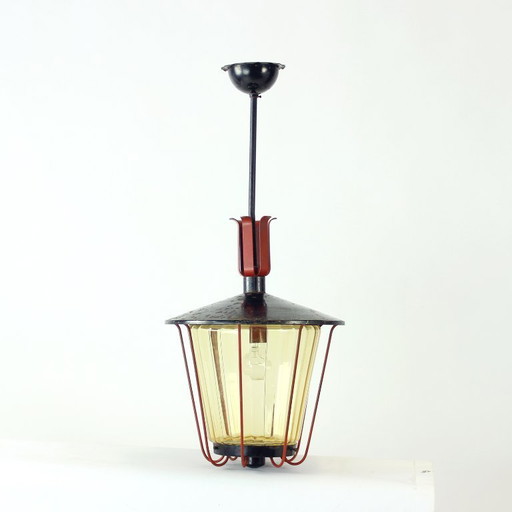 Vintage Ceiling Pendant Railway Light, Czechoslovakia 1940s