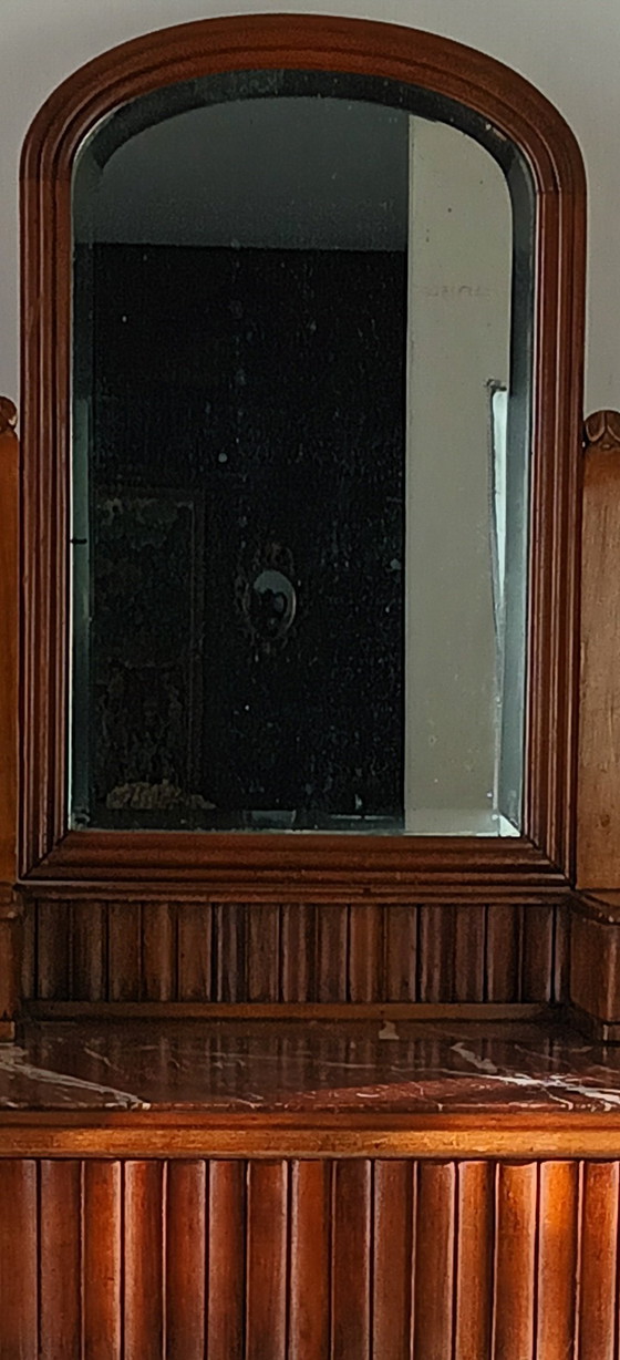 Image 1 of Toletta retrò in legno di ciliegio e marmo