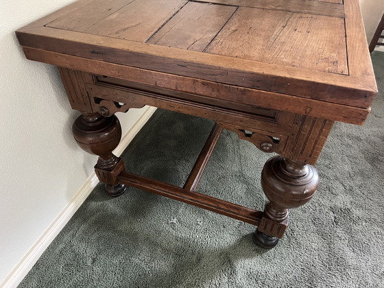 Antieke uitschuifbare tafel 17e eeuws – Eettafels, Hout (photo 6 of 6)
